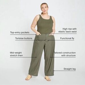 Universal Standard Olive Coastal Linen Pants, Small